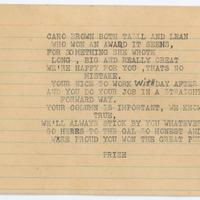 Poem written to Caro Brown