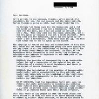 Letter from Edra Bogle and Tom Cain to "Dear Neighbor," November 1, 1984