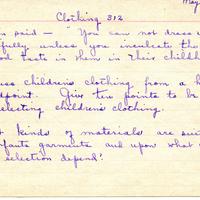 Lecture notes for Clothing 312, May 31, 1921