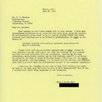 Letter from Cordye Hall to D.C. Burnham, July 22, 1970