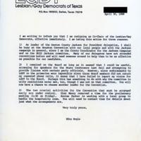 Letter from Edra Bogle to the Lesbian/Gay Democrats of Texas (LGDT), April 30, 1988