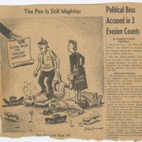 Clipping of political cartoon featuring Caro Brown and Ken Towery, undated
