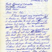 Letter from Frances Keys to Emmitt Lehr, November 5, 1958