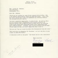 Letter from Cordye Hall to Vice-President Lyndon Johnson, December 12, 1961