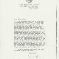 Letter to Caro Brown from Walter Adams, July 29, 1959